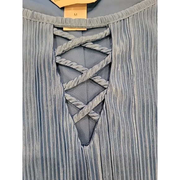 Christopher & Banks Womens Sleeveless Tiered Blue Metallic Tank Top Size Med - Picture 3 of 11